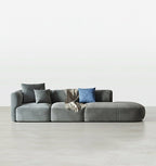 FIN Four Seater Sofa, Four Seater Corner Sofa, Grey Velvet - Joe’s Haven
