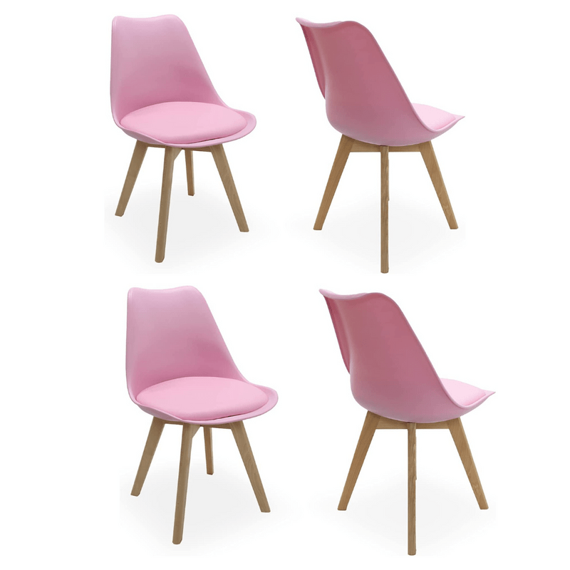 5PCs Dining Set - a White Halo Dining Table & Set of 4 Lorenzo Tulip Dining Chairs with Padded Seat - Joe’s Haven