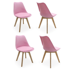 5PCs Dining Set - a White Halo Dining Table & Set of 4 Lorenzo Tulip Dining Chairs with Padded Seat - Joe’s Haven