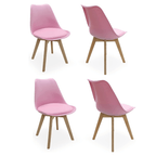 Black Halo Dining Table & Set of 4 Jamie Lorenzo Tulip chairs with Padded Seat - Joe’s Haven