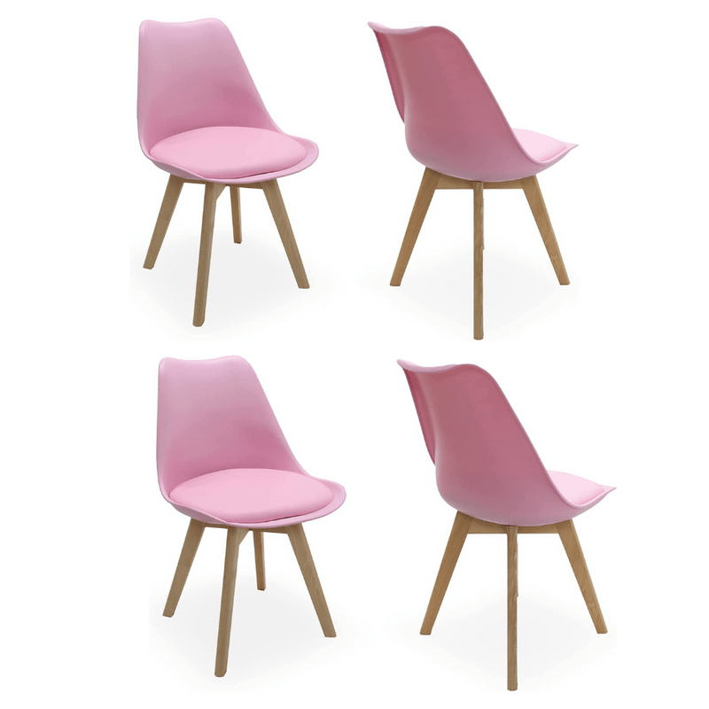 Black Halo Dining Table & Set of 4 Jamie Lorenzo Tulip chairs with Padded Seat - Joe’s Haven