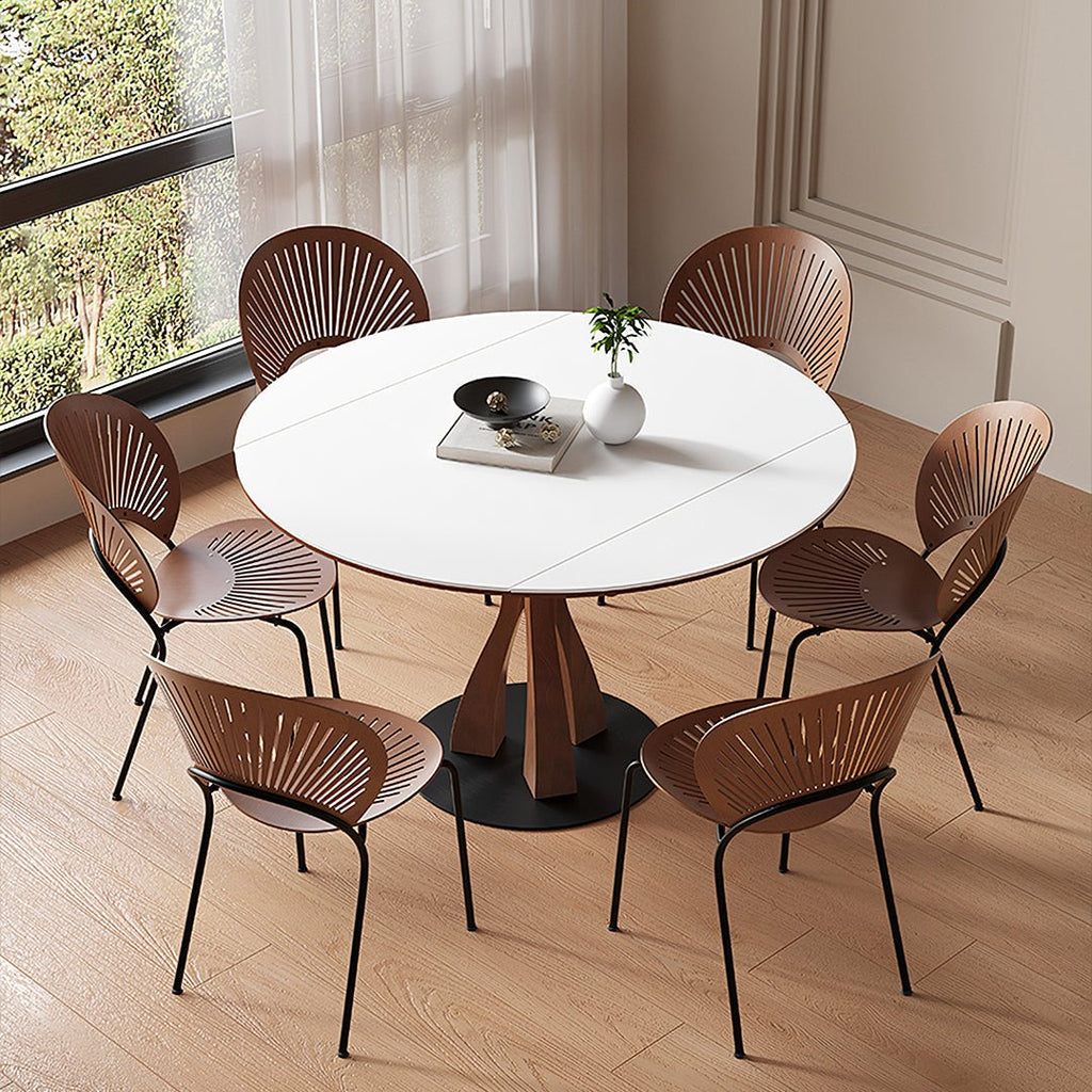 Caruso Round Extending Dining Table, Sintered Stone, White - Joe’s Haven