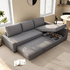 Edwards Three Seater Corner Sofa Bed With Storage, Linen - Joe’s Haven