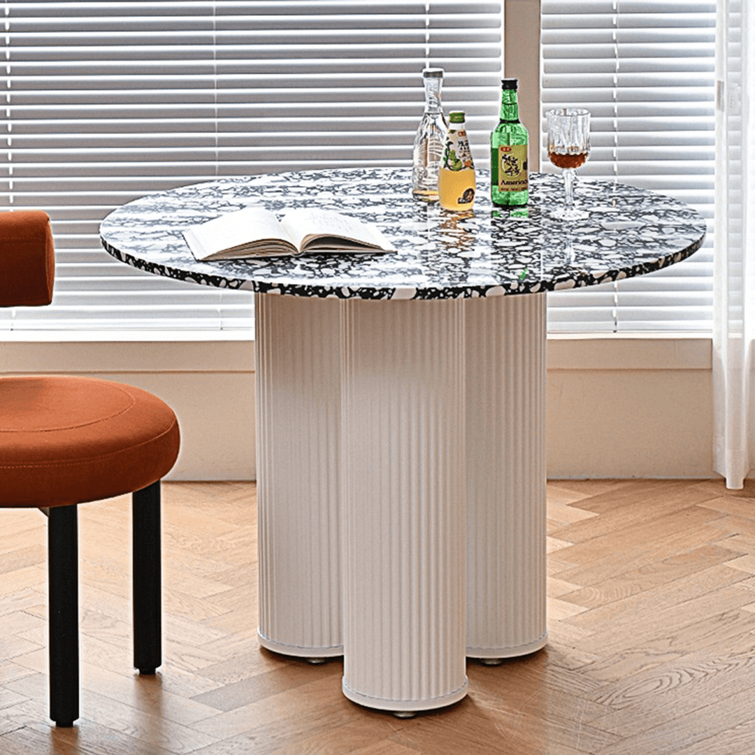 Martinez Small Round Dining Table, Marble - Joe’s Haven
