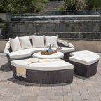 Shelly Patio Outdoor Sectional Sofa Set With Rattan Daybed Sunbed - Joe’s Haven