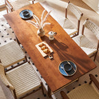 Fuchs Dining Table, Solid Wood & Rattan, Dark Oak - Joe’s Haven
