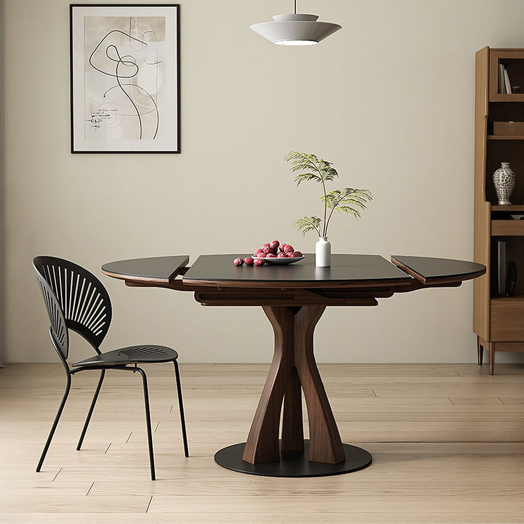 Caruso Round Folding Dining Table, Sintered Stone, Black - Joe’s Haven