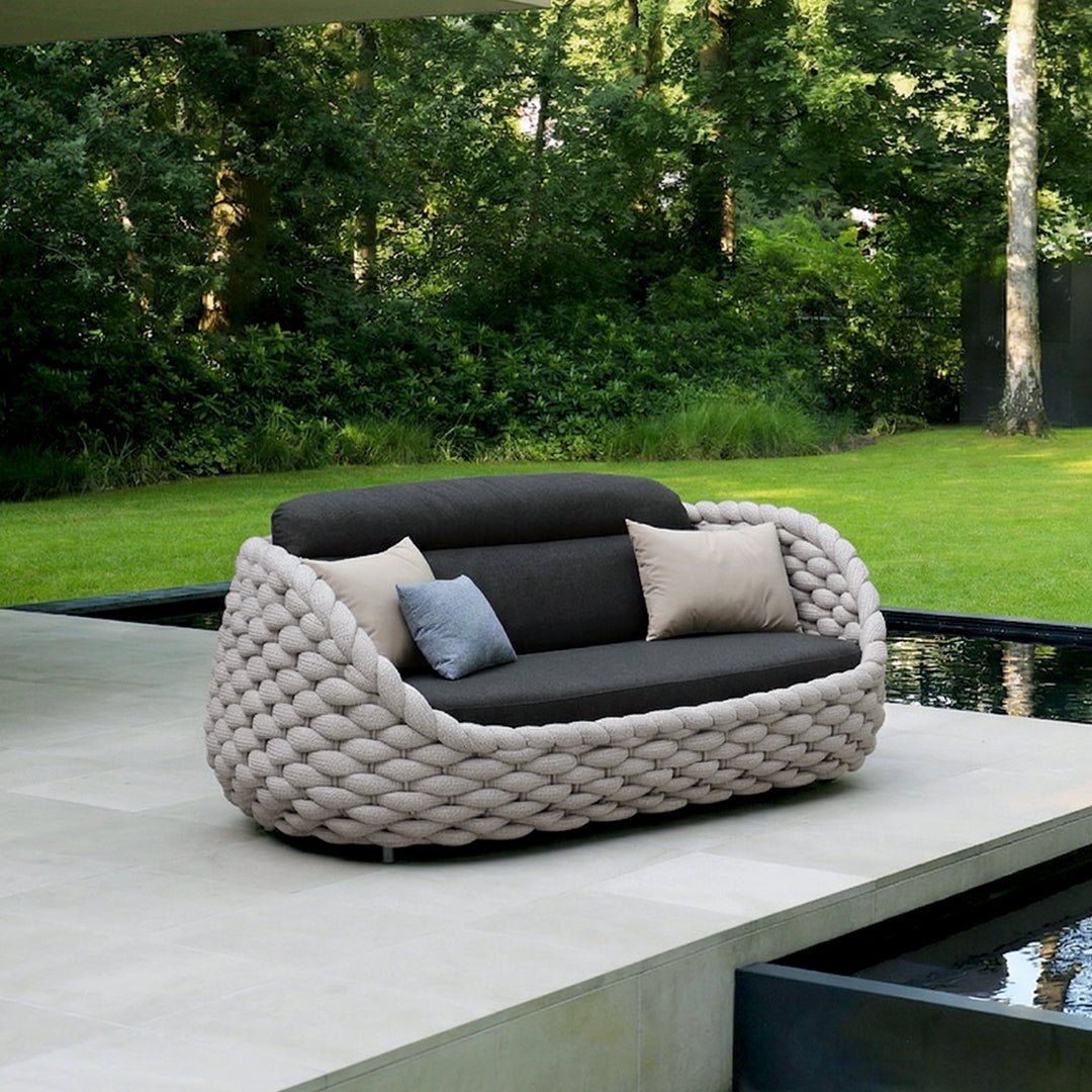 Marbella Textilene Rope Woven Outdoor Sofa Set, Grey - Joe’s Haven