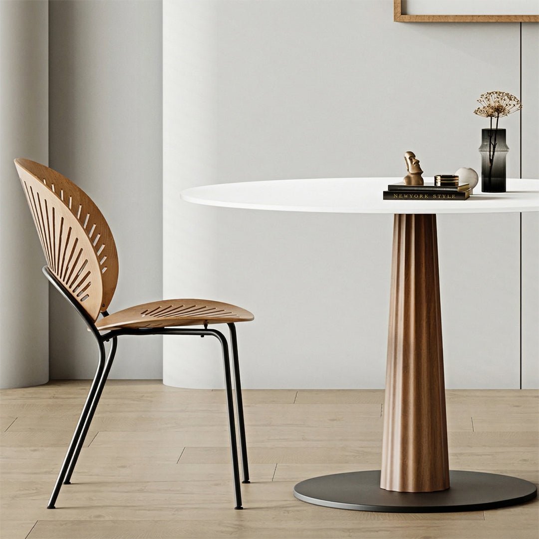 Anderson Small Round Dining Table, Sintered Stone & Solid Wood - Joe’s Haven