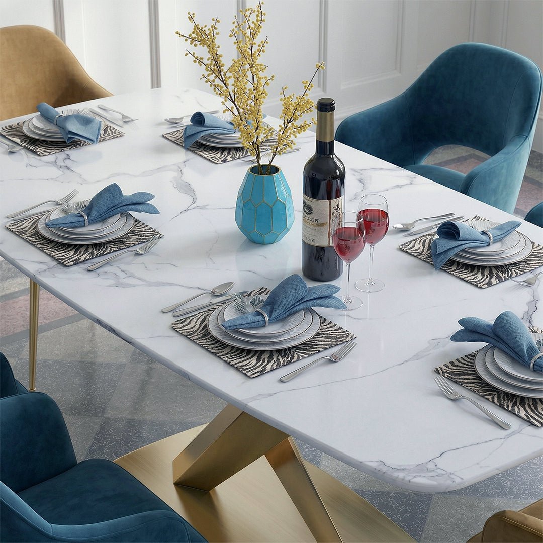 LUCI Dining Table, Marble And Gold Metal - Joe’s Haven