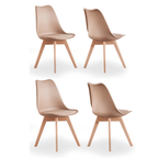 5PCs Dining Set - a White Halo Dining Table & Set of 4 Lorenzo Tulip Dining Chairs with Padded Seat - Joe’s Haven