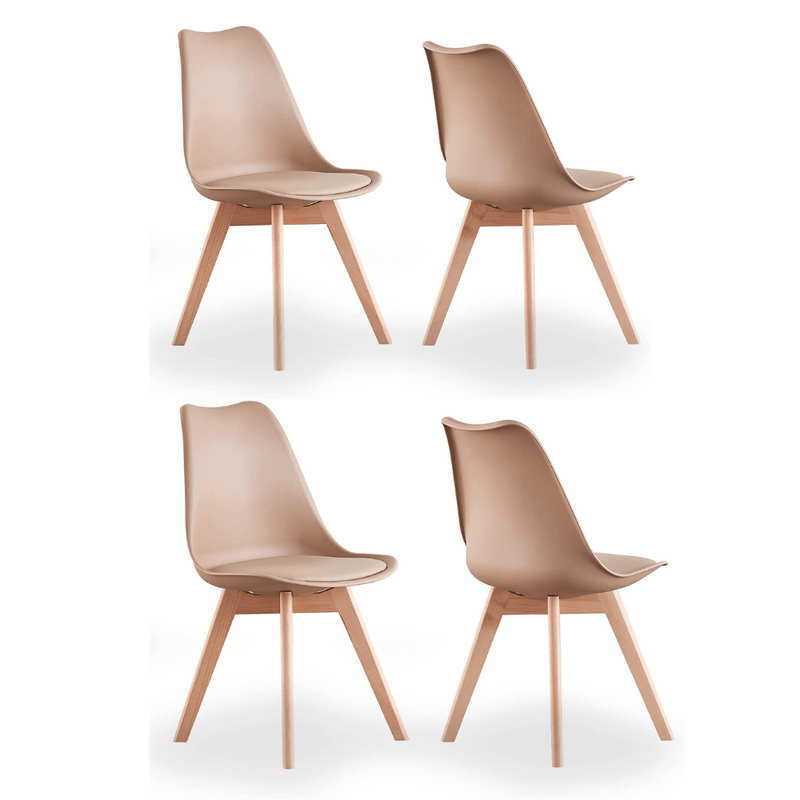 5PCs Dining Set - a White Halo Dining Table & Set of 4 Lorenzo Tulip Dining Chairs with Padded Seat - Joe’s Haven