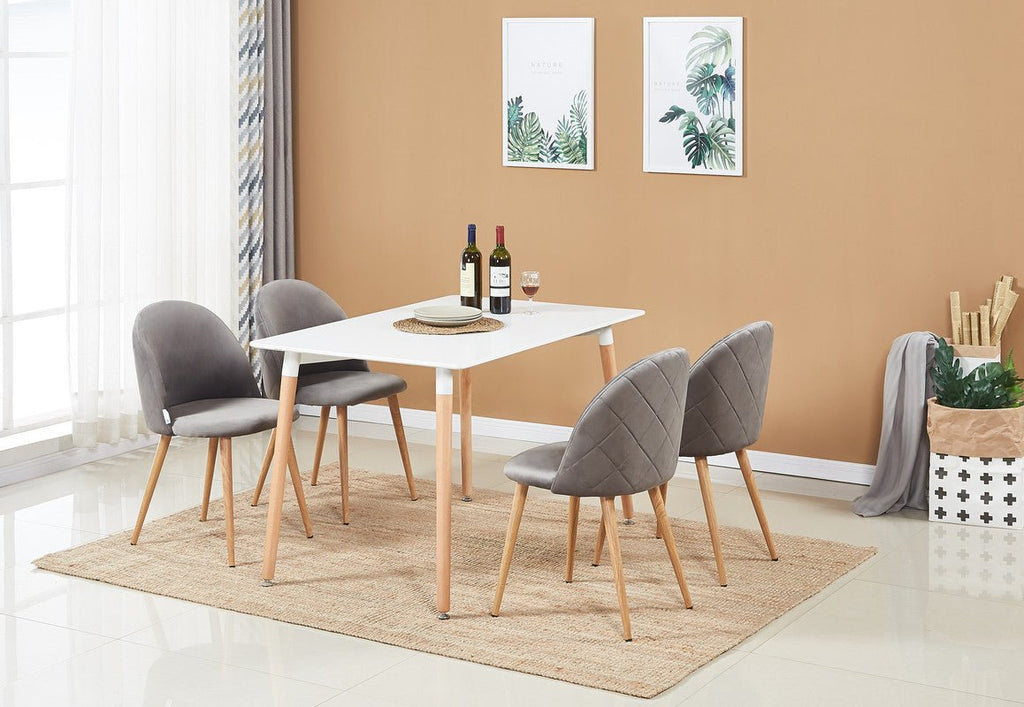 Lucia Halo Dining Set, a Table and Chairs Set of 4, White/Grey - Joe’s Haven