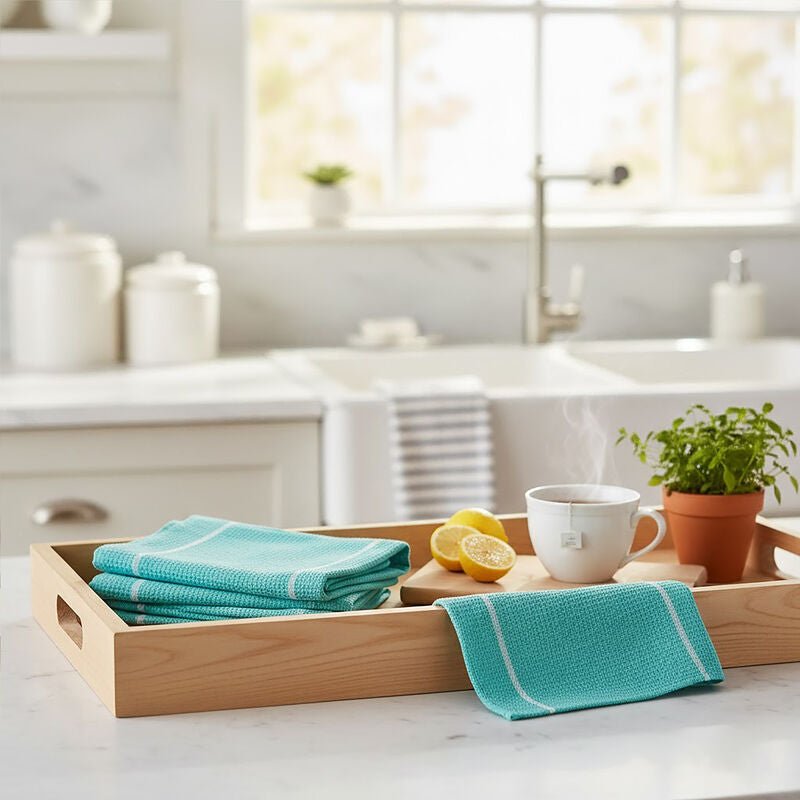 Doro Set Of 3 Green and White Waffle Tea Towels - Joe’s Haven