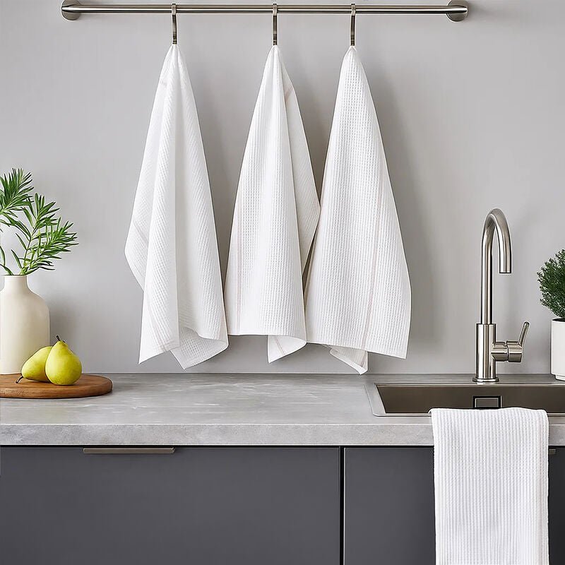 Doro Set Of 3 White and Almond Waffle Tea Towels - Joe’s Haven