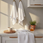 Doro Set Of 3 White and Almond Waffle Tea Towels - Joe’s Haven