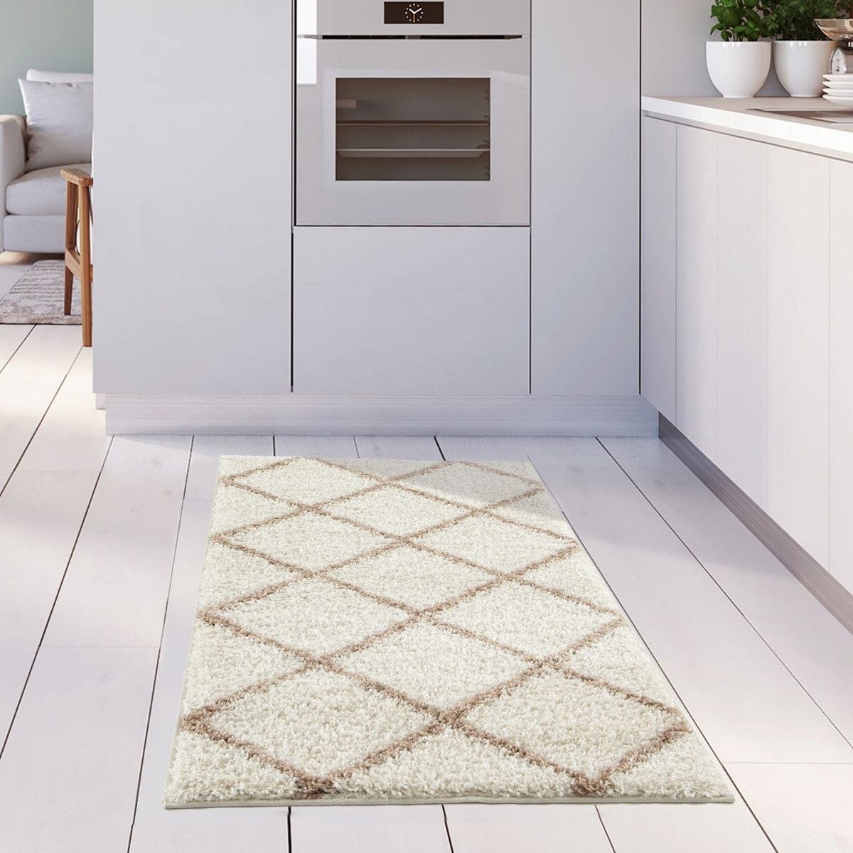 Moroccan Ivory Shaggy Rug | 530