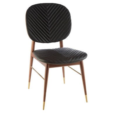 Kenso Black Leather and Walnut Wood Dining Chair - Joe’s Haven