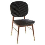Kenso Black Leather and Walnut Wood Dining Chair - Joe’s Haven