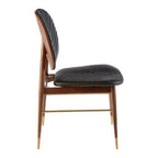 Kenso Black Leather and Walnut Wood Dining Chair - Joe’s Haven
