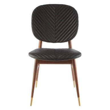 Kenso Black Leather and Walnut Wood Dining Chair - Joe’s Haven