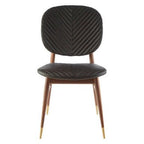 Kenso Black Leather and Walnut Wood Dining Chair - Joe’s Haven