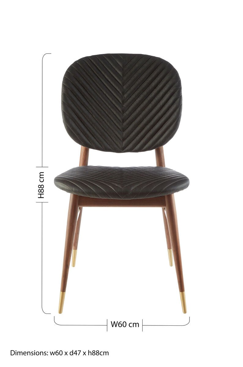 Kenso Black Leather and Walnut Wood Dining Chair - Joe’s Haven