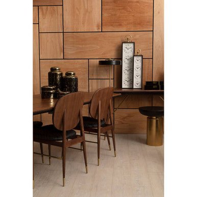 Kenso Black Leather and Walnut Wood Dining Chair - Joe’s Haven