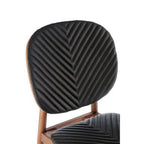 Kenso Black Leather and Walnut Wood Dining Chair - Joe’s Haven