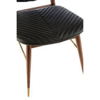 Kenso Black Leather and Walnut Wood Dining Chair - Joe’s Haven