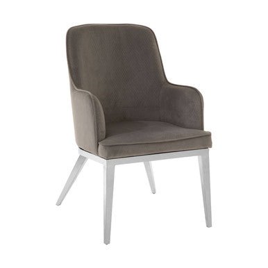 Eliza Grey Velvet Dining Chair With Silver Finish Legs - Joe’s Haven