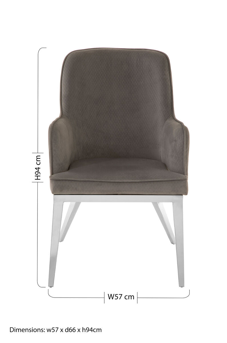 Eliza Grey Velvet Dining Chair With Silver Finish Legs - Joe’s Haven
