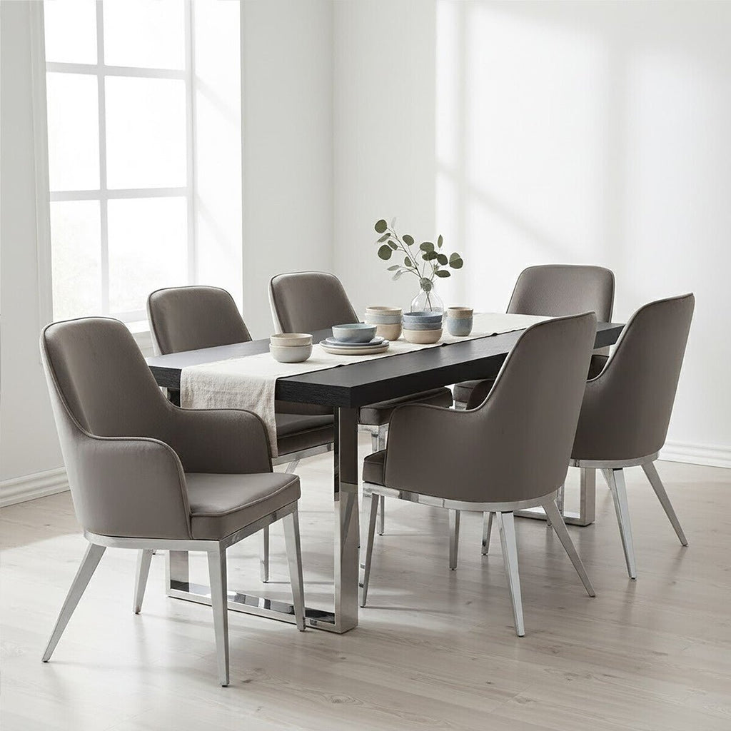 Eliza Grey Velvet Dining Chair With Silver Finish Legs - Joe’s Haven