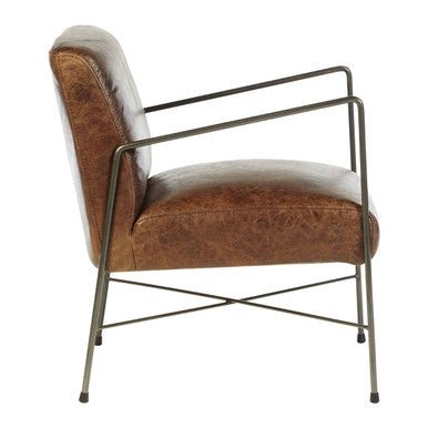 Hoxton Brown Leather Lounge Chair - Joe’s Haven