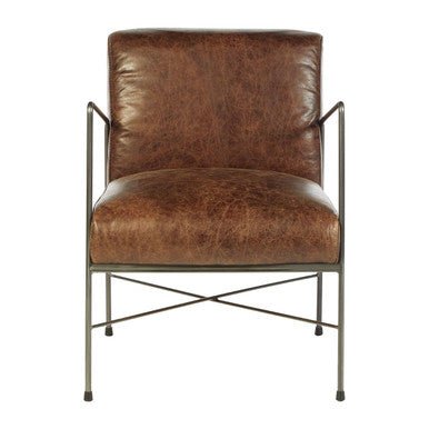Hoxton Brown Leather Lounge Chair - Joe’s Haven