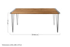 Brown Slatted Teak Wood Dining Table with Nickel Finish Hairpin Legs, Nandri - Joe’s Haven
