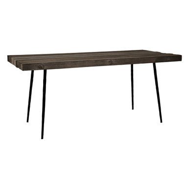 Rustic Oak Rectangular Dining Table with Black Finish Iron Legs, Mason - Joe’s Haven