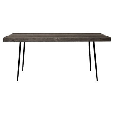 Rustic Oak Rectangular Dining Table with Black Finish Iron Legs, Mason - Joe’s Haven