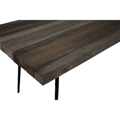 Rustic Oak Rectangular Dining Table with Black Finish Iron Legs, Mason - Joe’s Haven