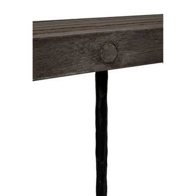 Rustic Oak Rectangular Dining Table with Black Finish Iron Legs, Mason - Joe’s Haven