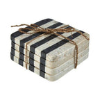 Sura Set Of 4 Cream And Black Marble Coasters - Joe’s Haven