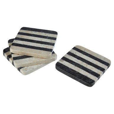Sura Set Of 4 Cream And Black Marble Coasters - Joe’s Haven
