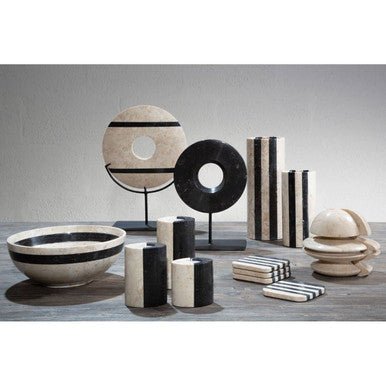 Sura Set Of 4 Cream And Black Marble Coasters - Joe’s Haven