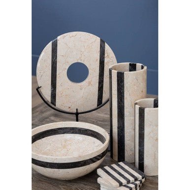 Sura Set Of 4 Cream And Black Marble Coasters - Joe’s Haven