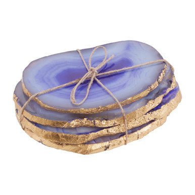 Bowerbird Agata Blue And Gold Coasters - Joe’s Haven