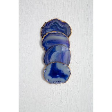 Bowerbird Agata Blue And Gold Coasters - Joe’s Haven