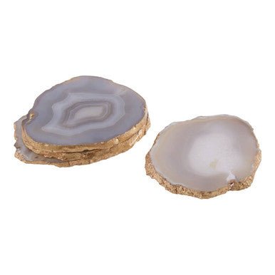 Bowerbird Agata Set of 4 Agate Grey and Gold Coasters - Joe’s Haven