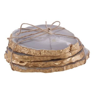 Bowerbird Agata Set of 4 Agate Grey and Gold Coasters - Joe’s Haven