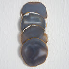 Bowerbird Agata Set of 4 Agate Grey and Gold Coasters - Joe’s Haven