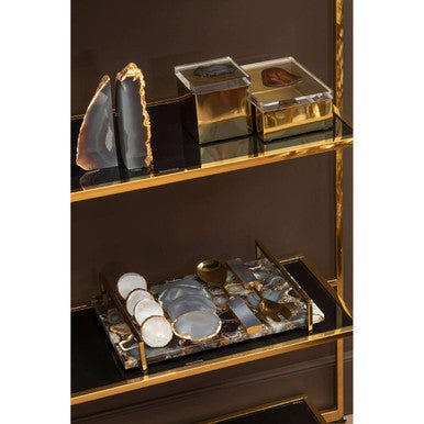 Bowerbird Agata Set of 4 Agate Grey and Gold Coasters - Joe’s Haven